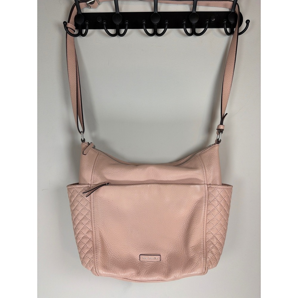 Vera Bradley Blush Pink Pebbled Leather Quilted Crossbody Hobo Bag